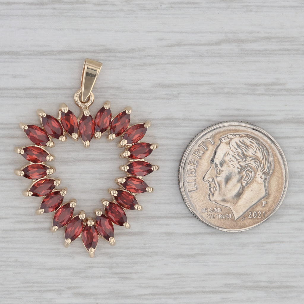 Gray 2.80ctw Garnet Open Heart Pendant 10k Yellow Gold