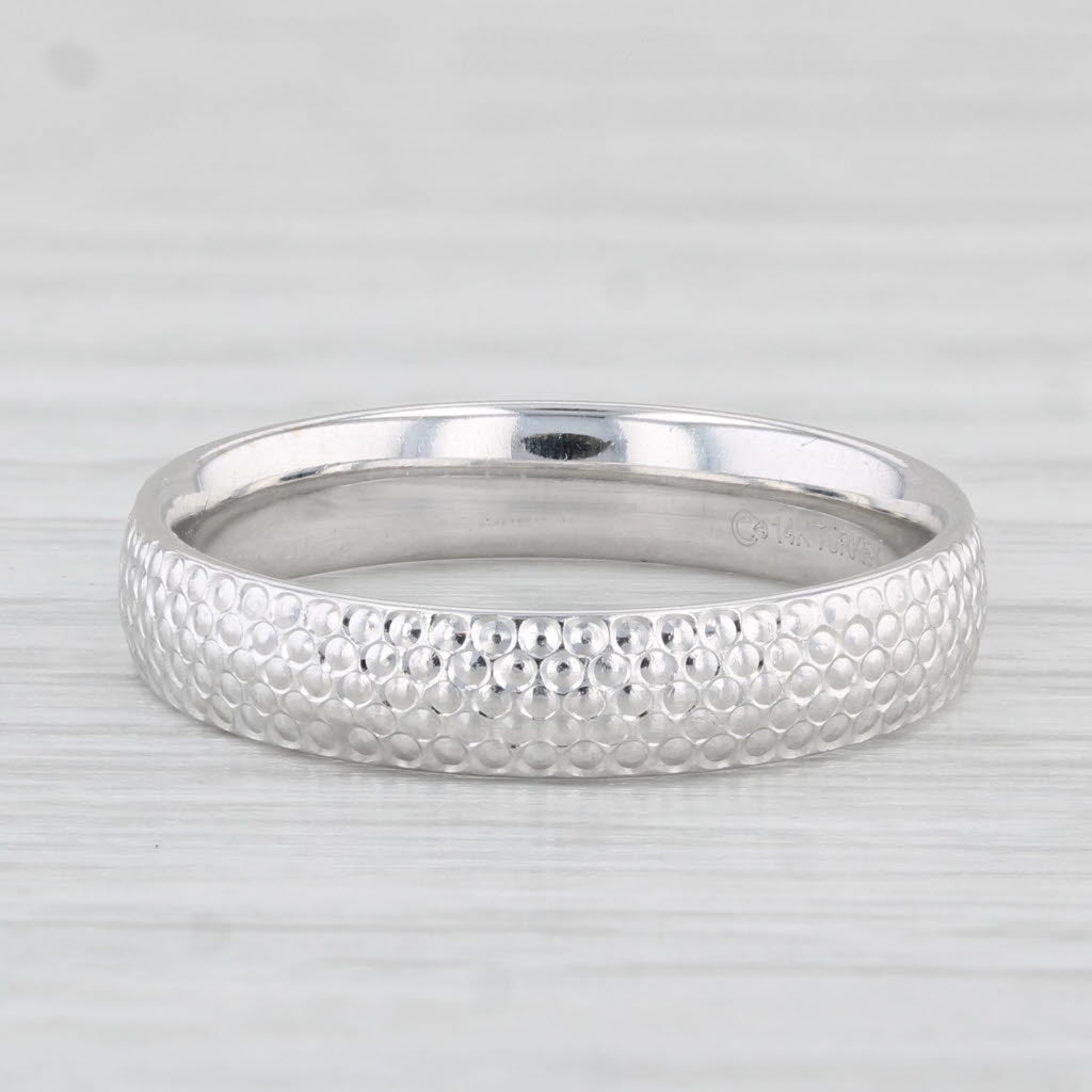 Light Gray Textured Band Ring 14k White Gold Size 7 Stackable Wedding