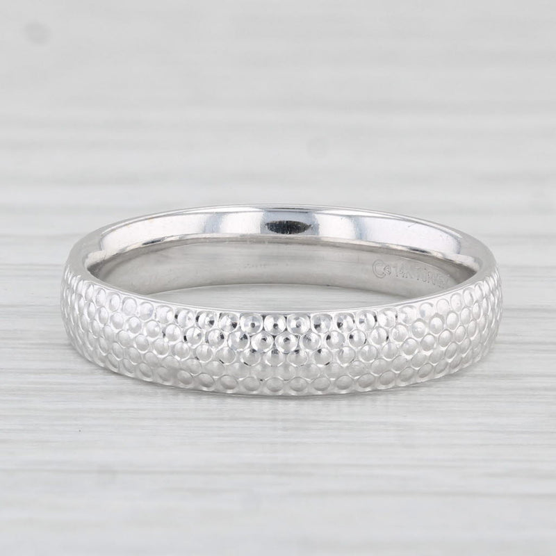 Textured Band Ring 14k White Gold Size 7 Stackable Wedding