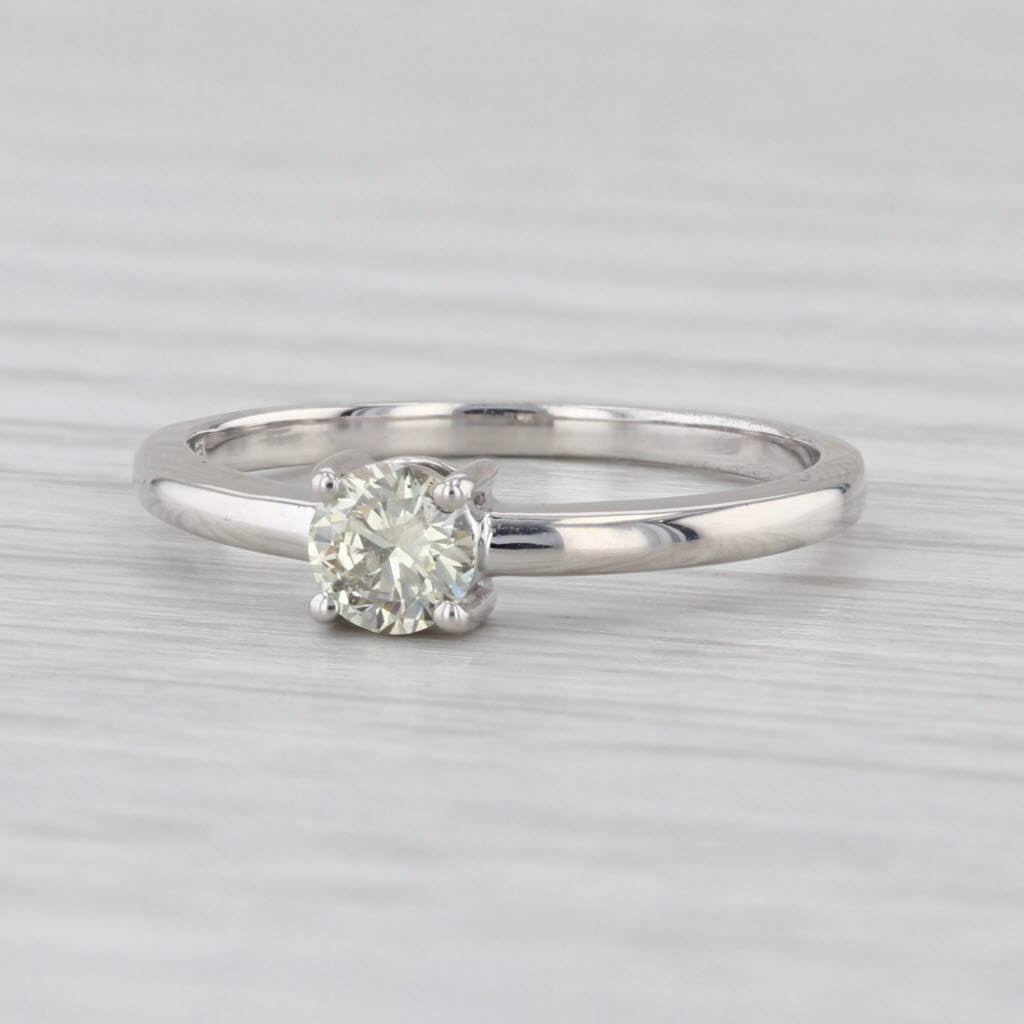 0.34ct Round Diamond Solitaire Engagement Ring 18k White Gold Size 7.25 British
