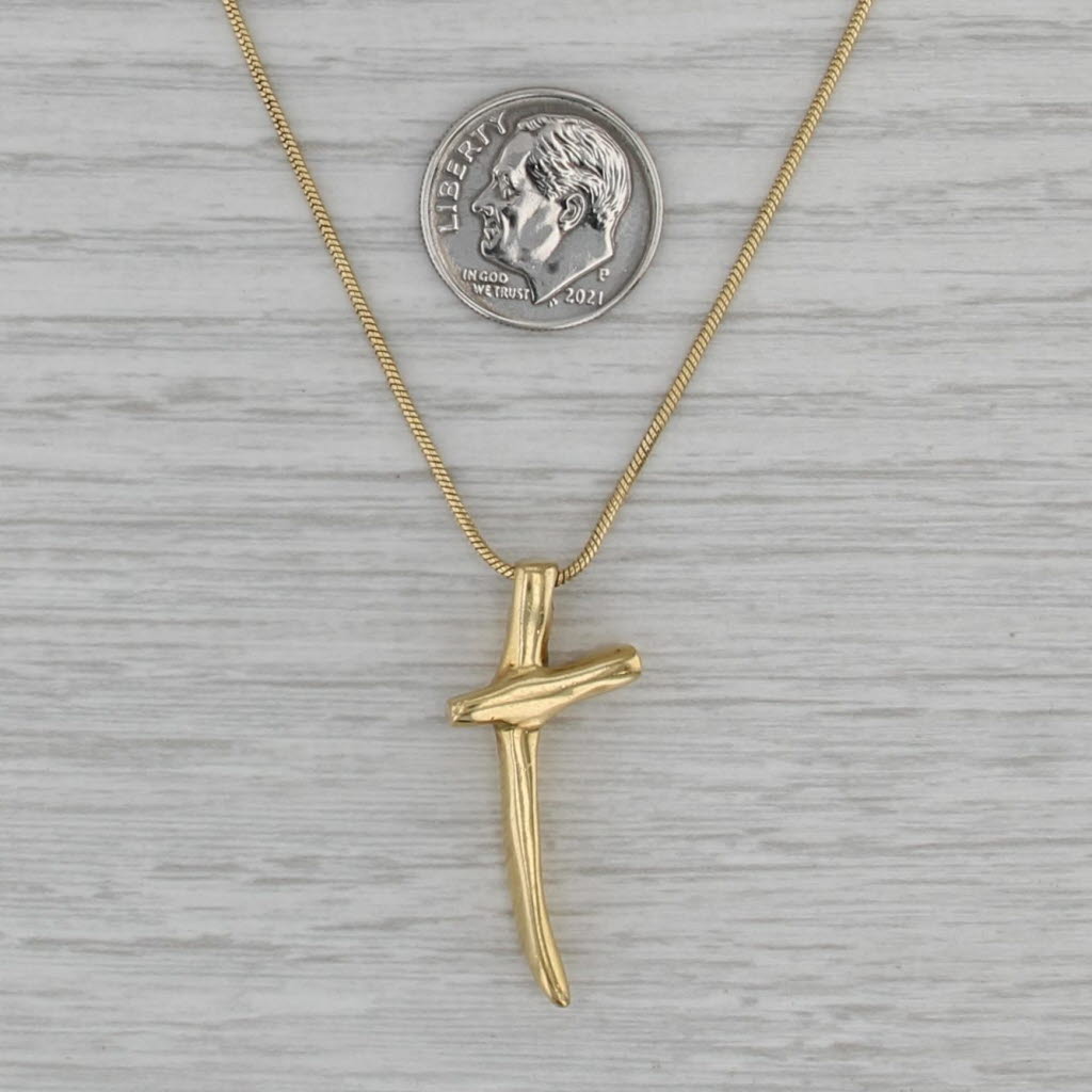 Abstract Cross Pendant Necklace Sterling Silver 17.5" Snake Chain John Rocha