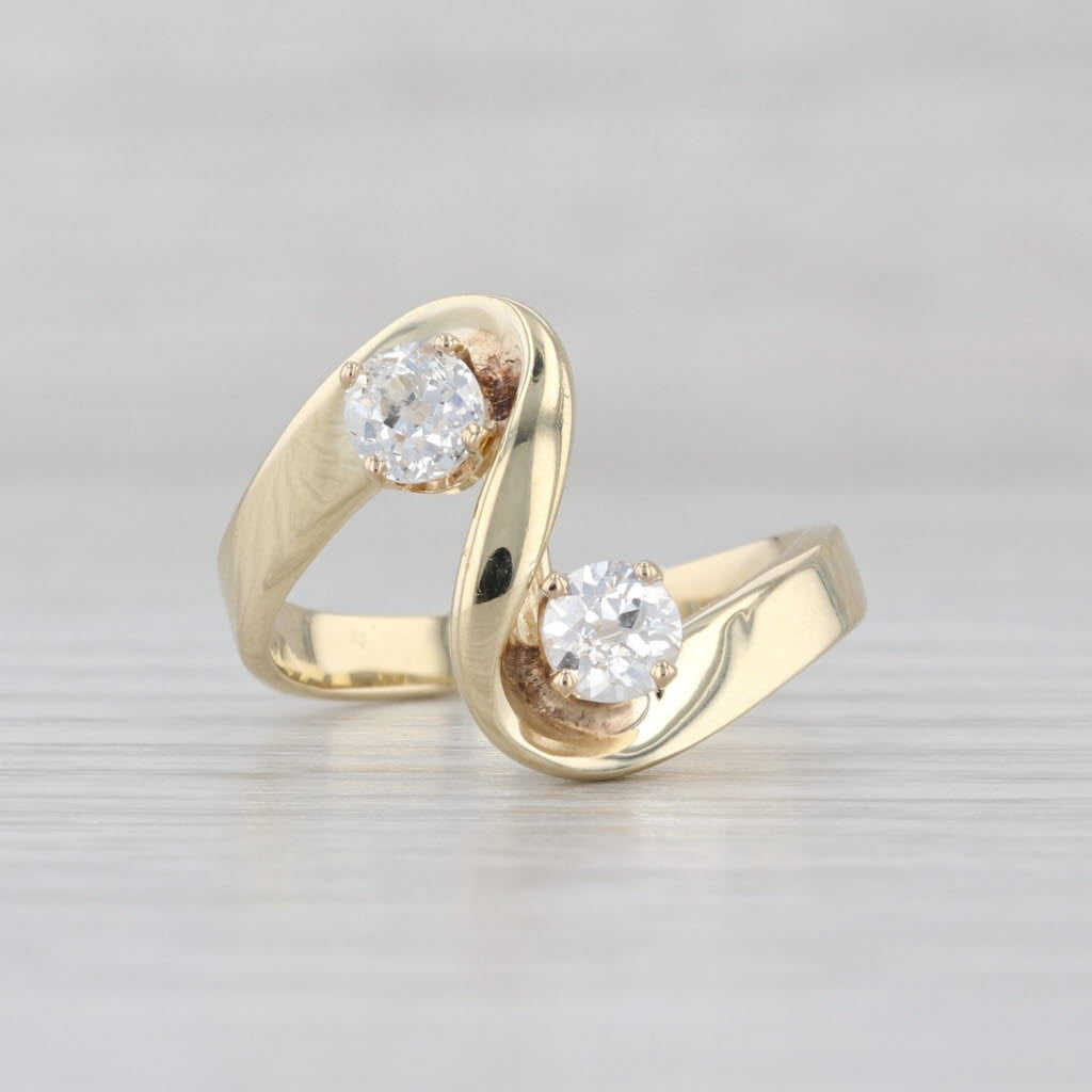 0.50ctw 2-Stone Diamond Bypass Ring 14k Yellow Gold Size 5.5