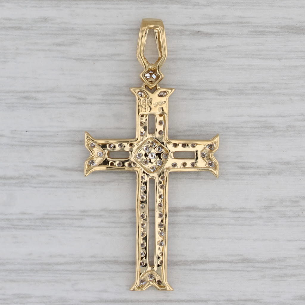 0.65ctw Openwork Cross Pendant 18k Yellow Gold