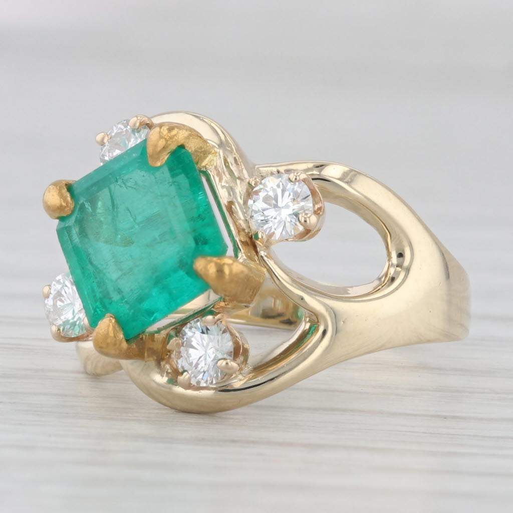 Light Gray 2.57ctw Emerald Diamond Ring 14k Yellow Gold Size 6