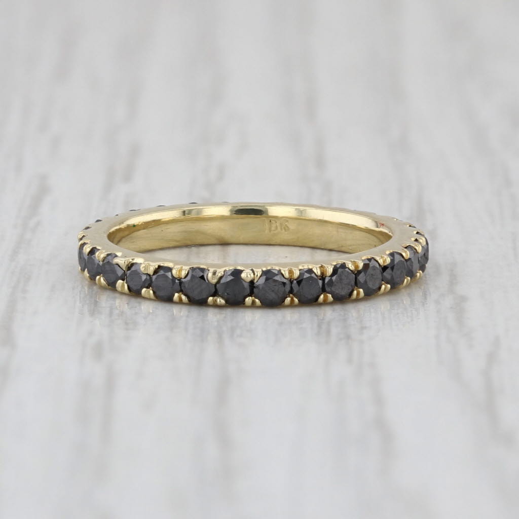 0.80ctw Black Diamond Eternity Ring 18k Gold Stackable Wedding Band Size 4.75