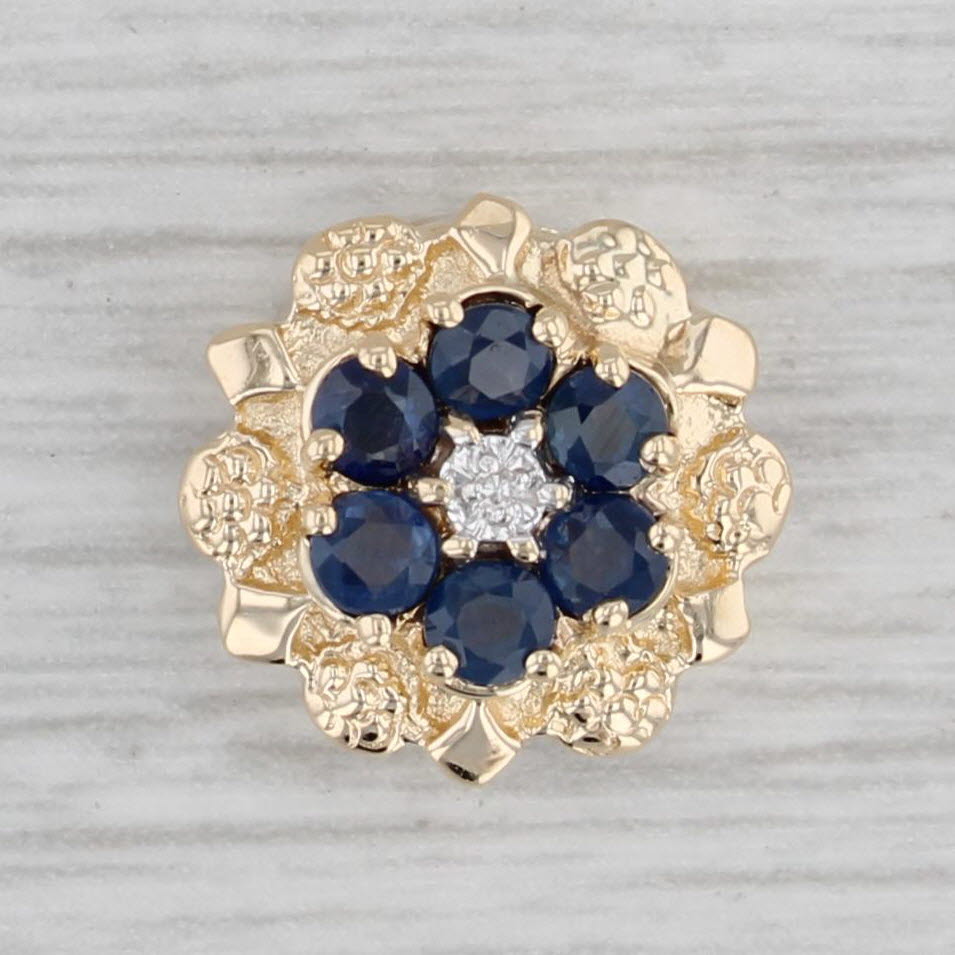 Gray Vintage Richard Klein 0.50ctw Sapphire Flower Slide Bracelet Charm 14k Gold