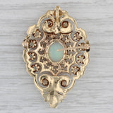 Vintage Opal Pendant Brooch 14k Yellow Gold Ornate Pierced Openwork