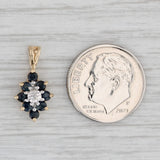 0.32ctw Blue Sapphire Diamond Pendant 10k Yellow Gold Small Drop