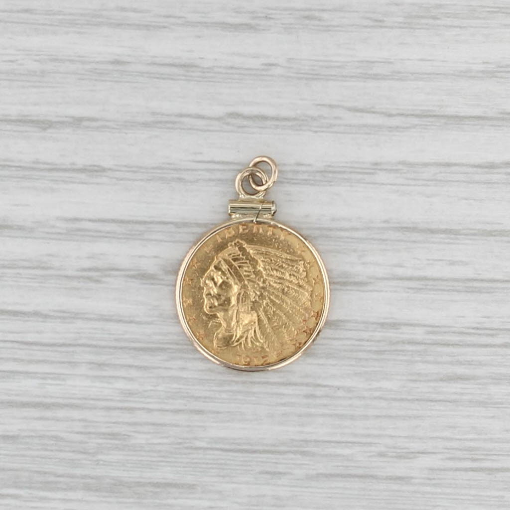 1912 Indian Head American Gold Eagle Coin Pendant 14k 22k Charm 2.5 Dollars