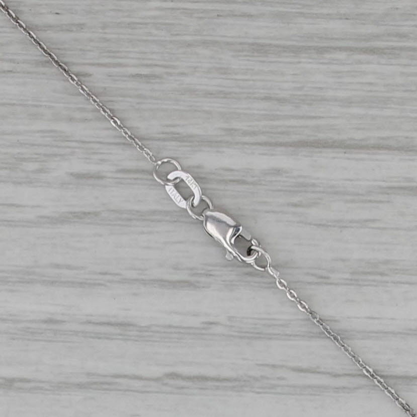 0.12ct Diamond Round Solitaire Pendant Necklace 14k White Gold 18" Cable Chain