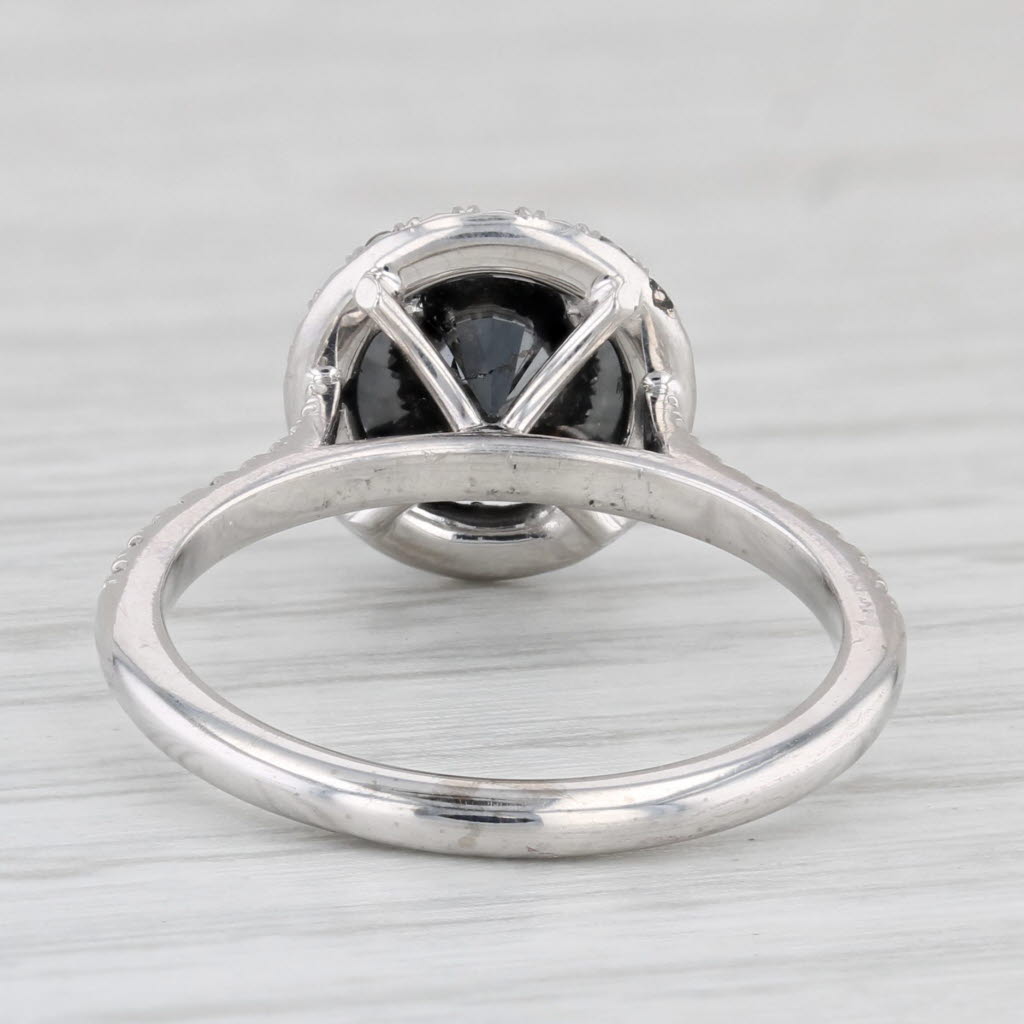 Light Gray New 2.08ctw Round Black White Diamond Halo Ring 18k White Gold Sz 6.5 Engagement