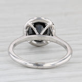 New 2.08ctw Round Black White Diamond Halo Ring 18k White Gold Sz 6.5 Engagement