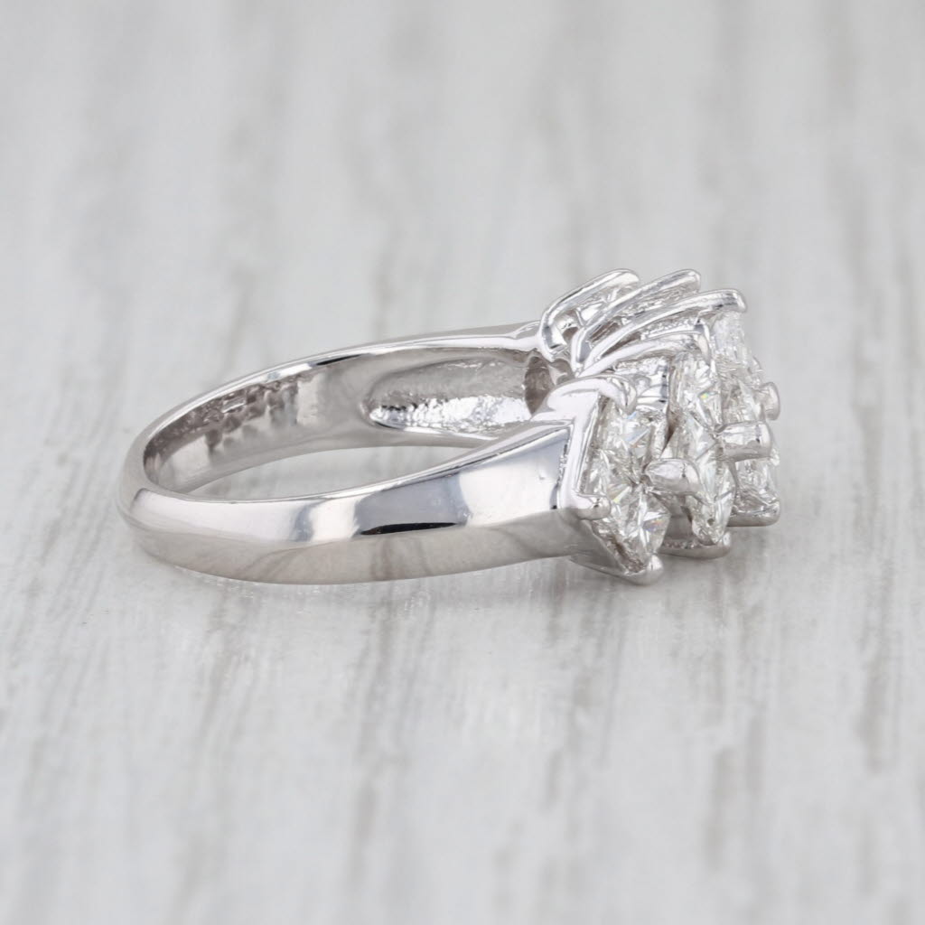 1.54ctw Princess Diamond Cluster Ring 14k White Gold Size 5.5