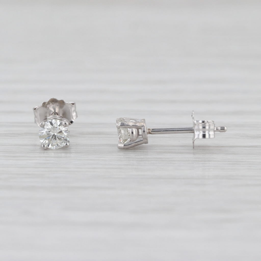 0.31ctw Round Diamond Solitaire Stud Earrings 14k White Gold Studs