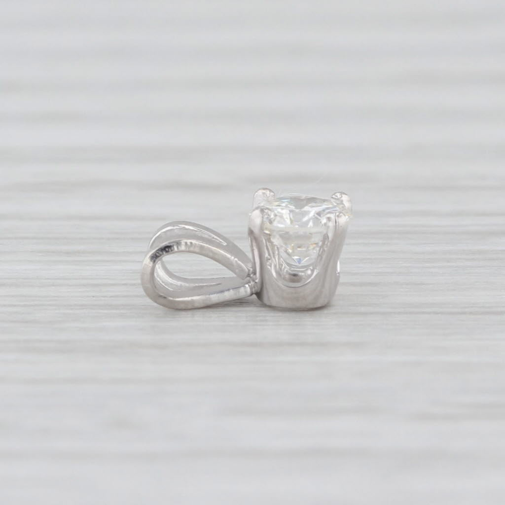 New 0.26ct Diamond Solitaire Pendant 14k White Gold Small Round Drop 4 Prong