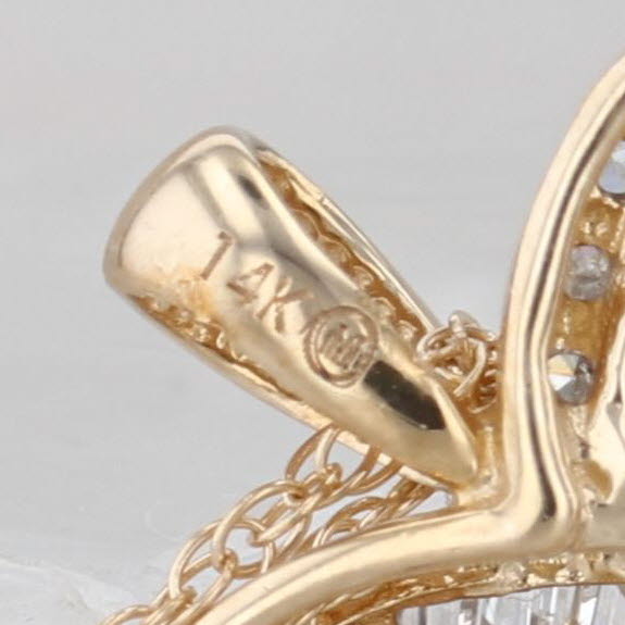 0.90ctw Diamond Open Heart Pendant 14k Yellow Gold 18" Rope Chain