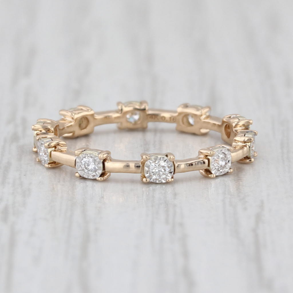 0.16ctw Diamond Eternity Band 14k Yellow Gold Stackable Ring Wedding Anniversary