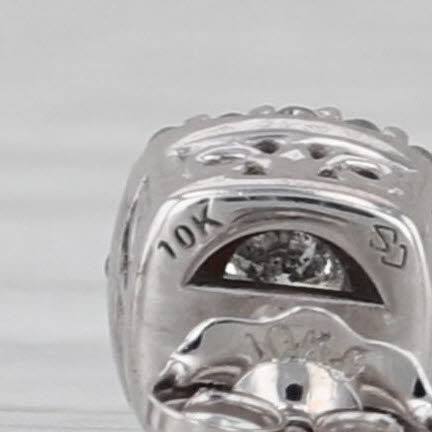 0.20ctw Diamond Halo Stud Earrings 10k White Gold Round Studs