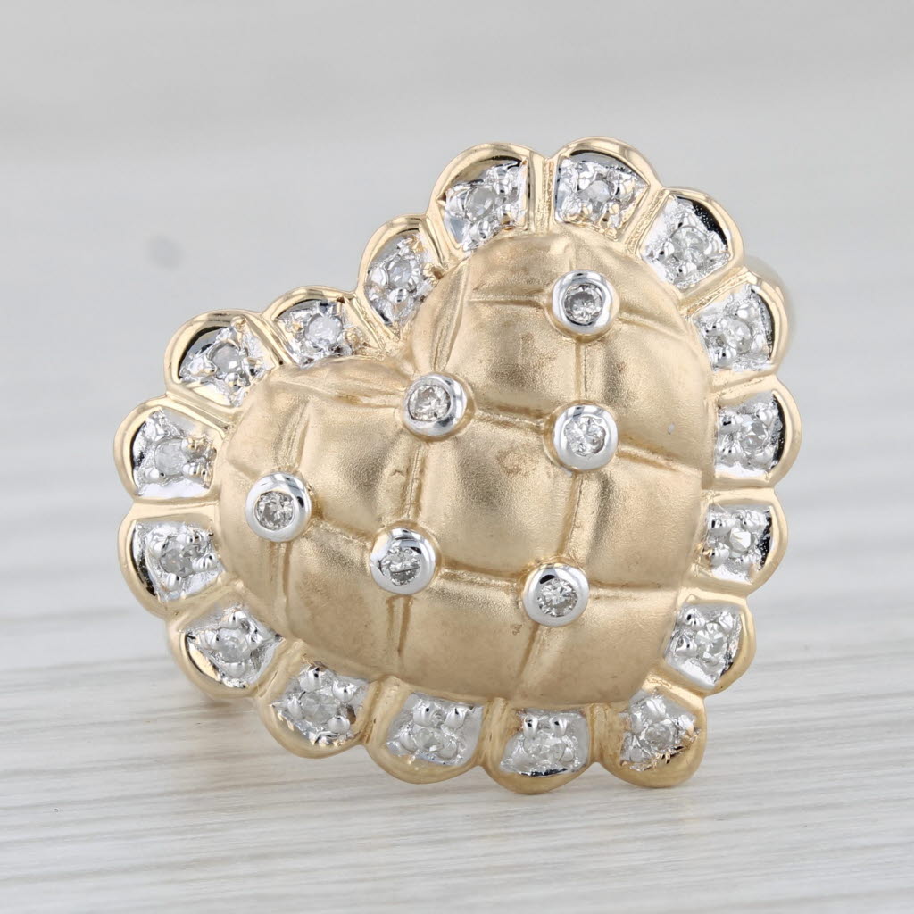 Gray 0.50ctw Diamond Heart Ring 14k Yellow Gold Size 7.25 Cocktail