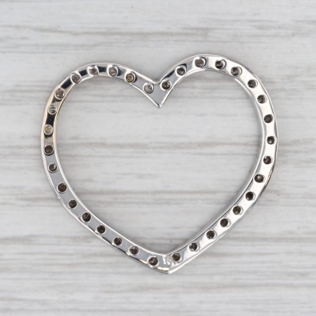 Light Gray 0.34ctw Diamond Framed Open Heart Pendant 18k White Gold