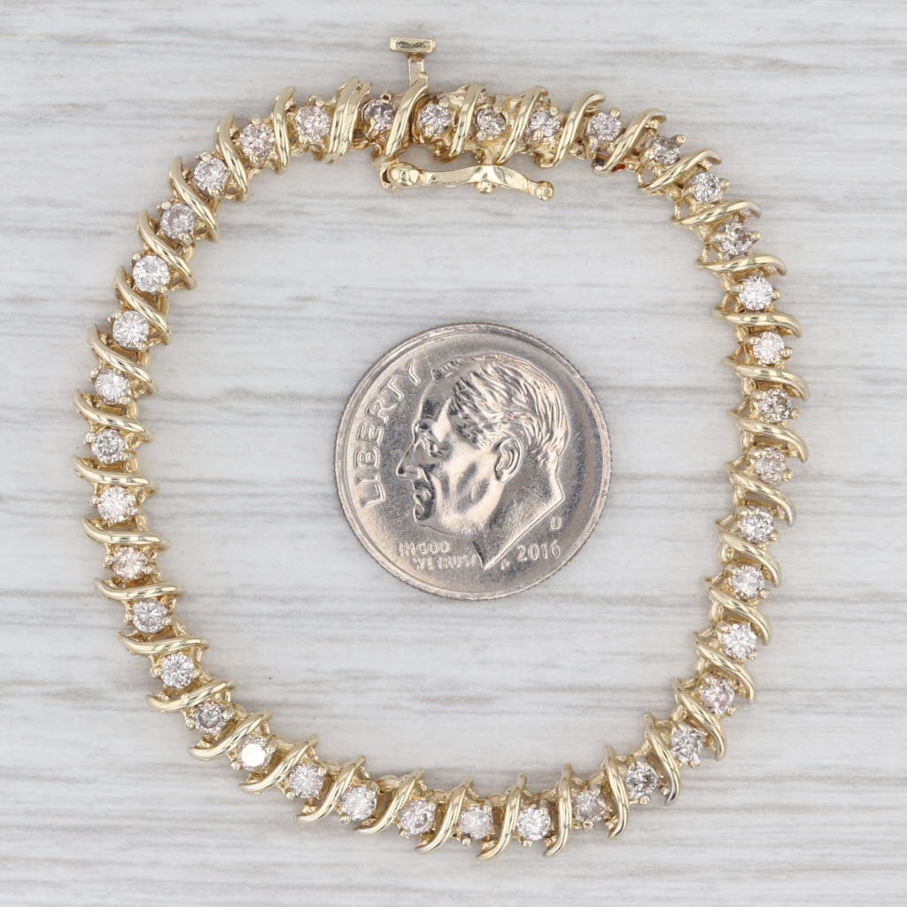 1.70ctw Diamond Tennis Bracelet 14k Yellow Gold 5.25" 5.2mm