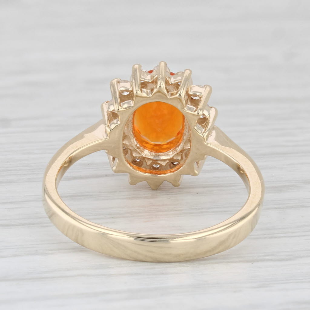 Light Gray 1-05ctw Orange Fire Opal Diamond Halo Ring14k Yellow Gold Size 7