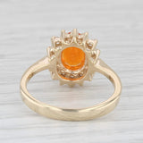 1-05ctw Orange Fire Opal Diamond Halo Ring14k Yellow Gold Size 7
