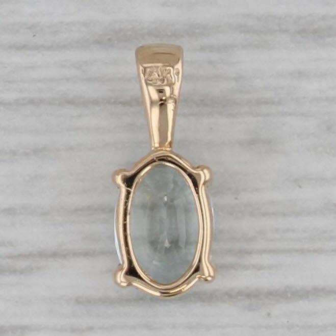 Gray 0.30ct Oval Aquamarine Solitaire Pendant 14k Yellow Gold Small Drop