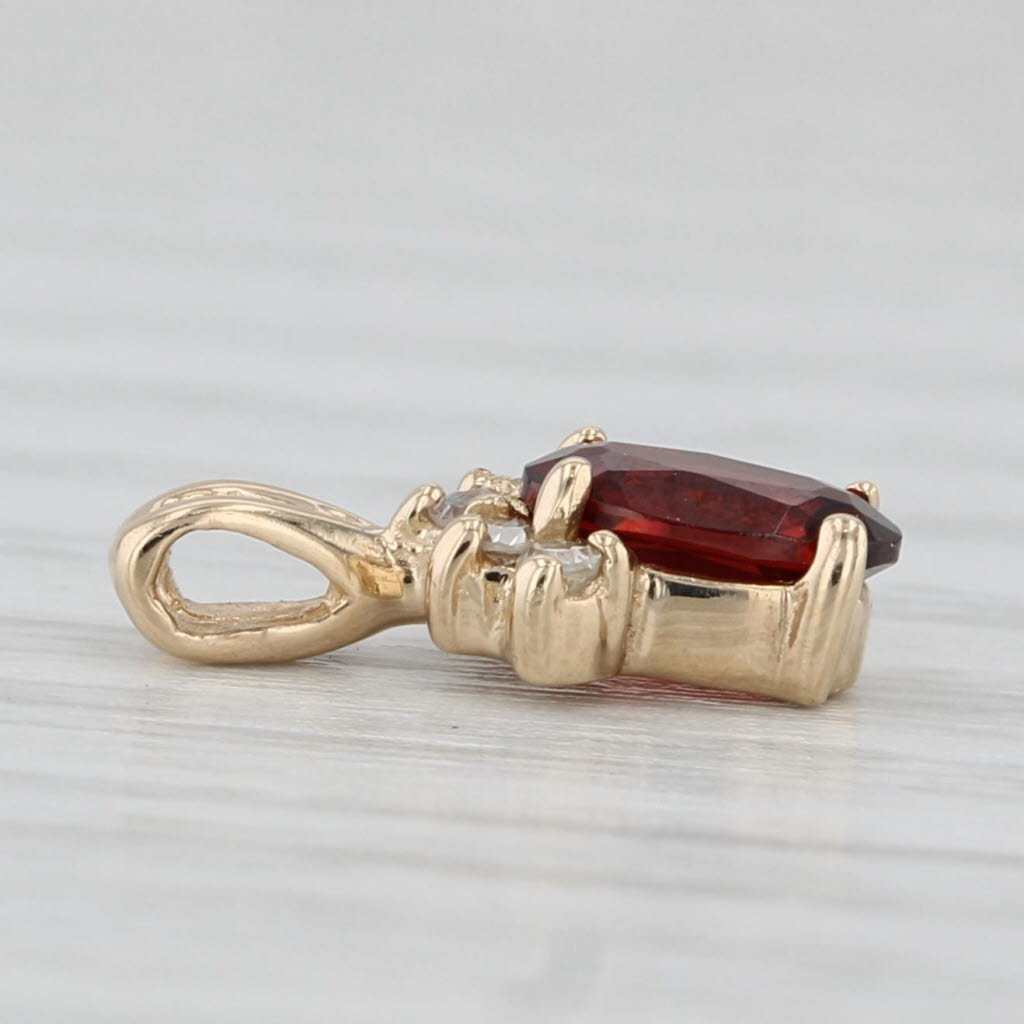 Light Gray 0.53ctw Garnet Diamond Small Drop Pendant 14k Yellow Gold