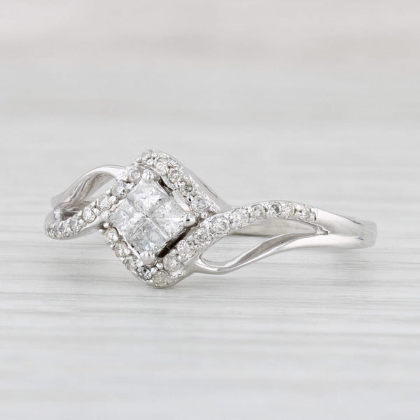 0.40ctw Diamond Princess Engagement Ring 10k White Gold Size 8.5 Bypass