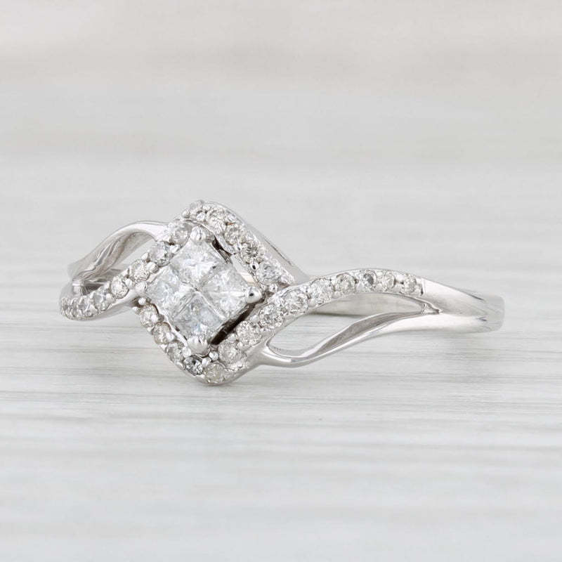 Light Gray 0.40ctw Diamond Princess Engagement Ring 10k White Gold Size 8.5 Bypass