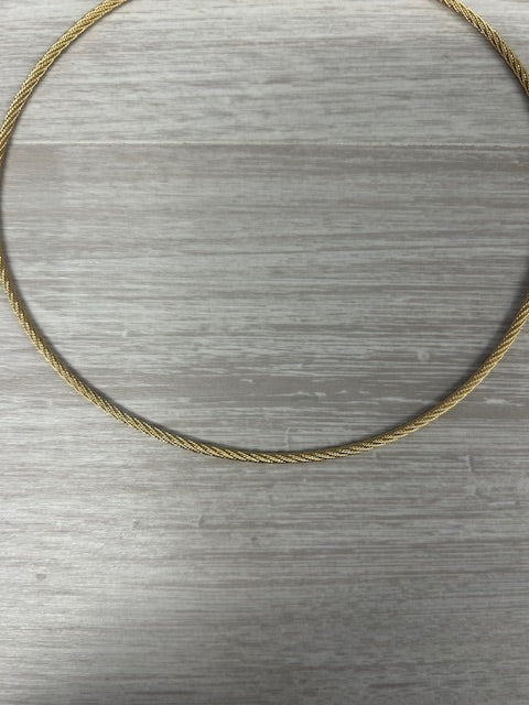 Light Slate Gray Rope Choker Necklace 14k Yellow Gold 14.75" 2.2mm