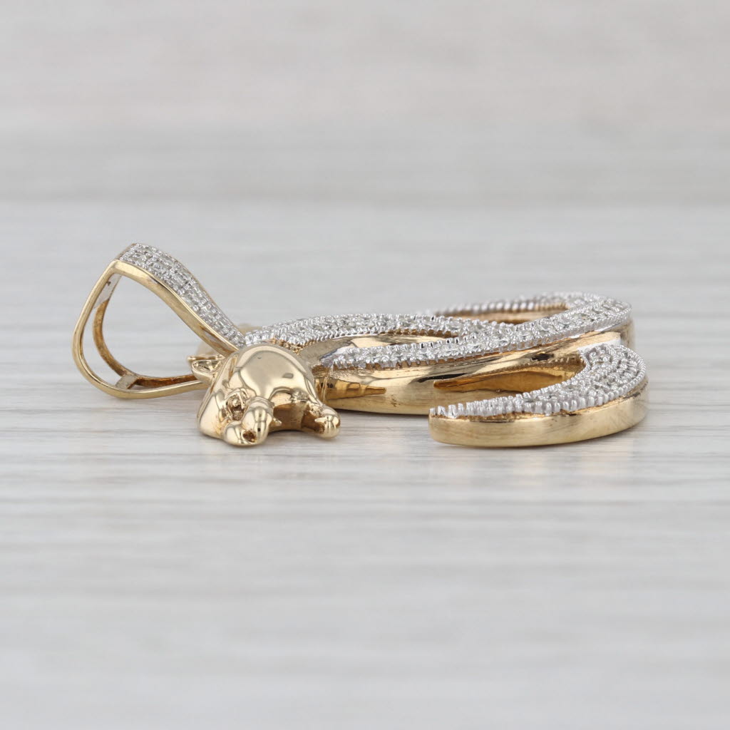 0.71ctw Diamond Bypassing Panthers Pendant 10k Yellow Gold