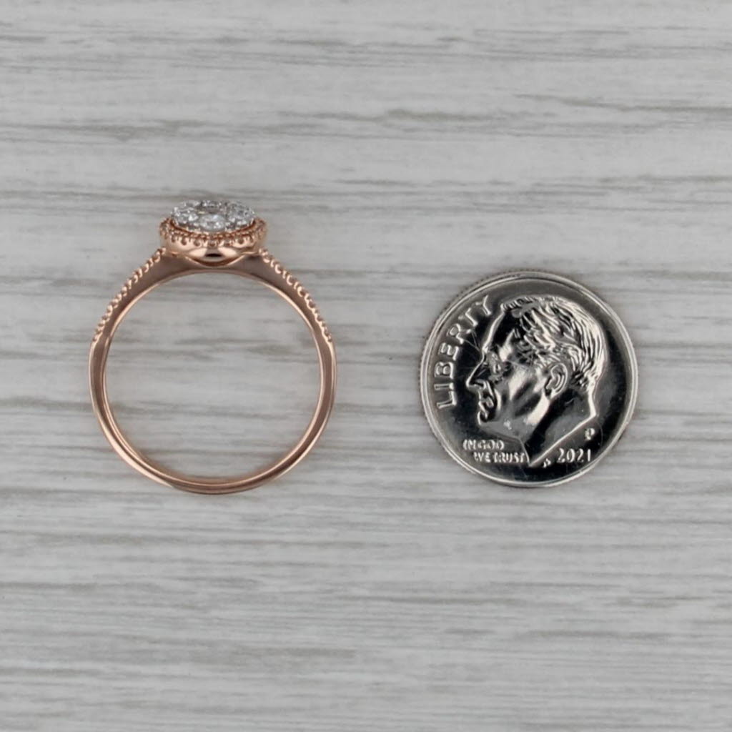 0.41ctw Diamond Halo Engagement Ring 10k Rose Gold Size 7 Oval