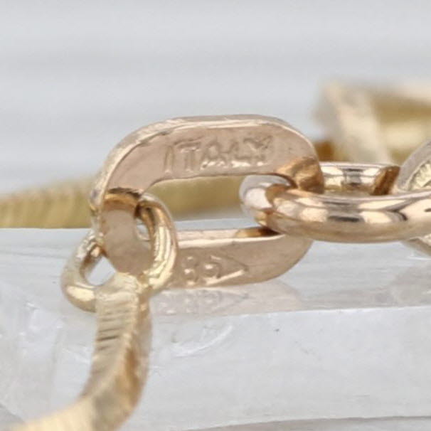 Boxy Snake Chain Lariat Teardrop Necklace 14k Yellow Gold 17.5"