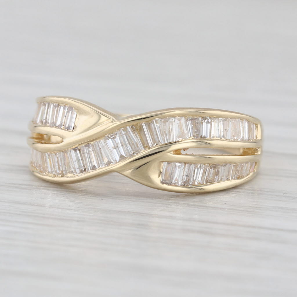 0.80ctw Diamond X Crossover Ring 14k Yellow Gold Size 7 Wedding Anniversary