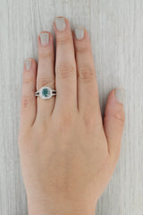 Dark Gray 1.86ctw Round Teal Diamond Halo Engagement Ring 18k White Gold Size 7.75 IGI
