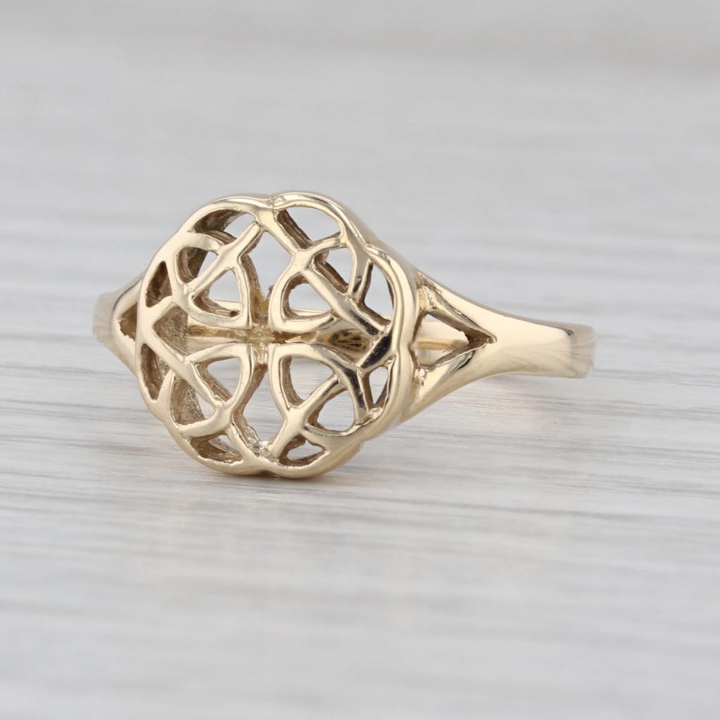 Vintage Celtic Knot Ring 9k Yellow Gold Size 8.25 British Hallmarks
