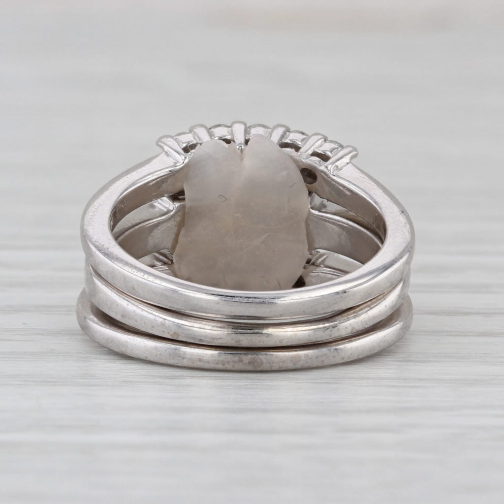 1.76ctw 3-Ring Bridal Set 2 Wedding Bands Engagement 14k White Gold Size 6.25