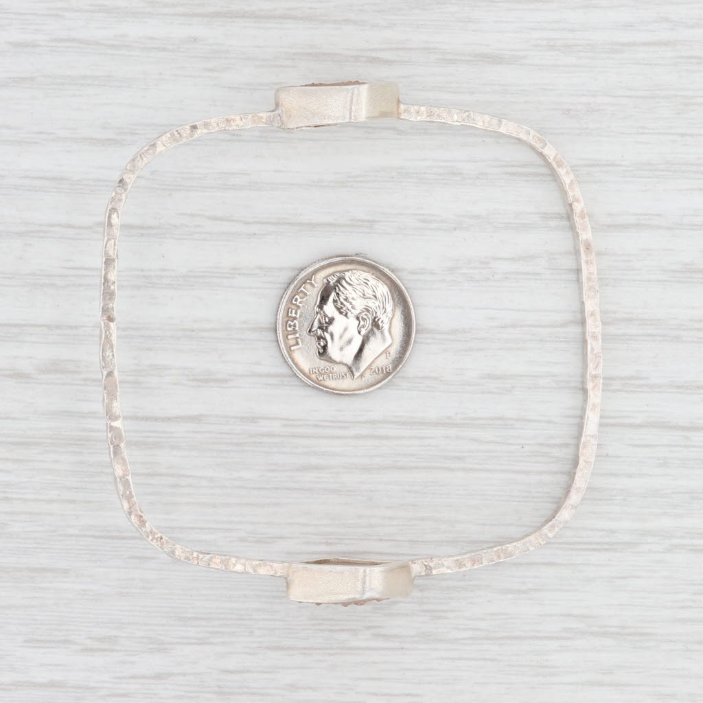 New Nina Wynn Sand Druzy Quartz Bangle Bracelet Sterling Silver 8”
