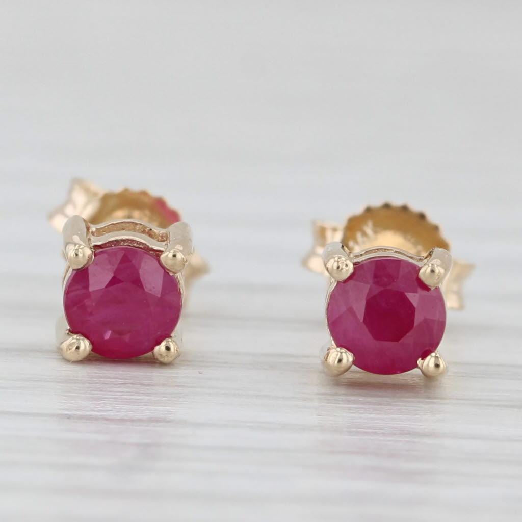 Light Gray 0.50ctw Round Ruby Stud Earrings 14k Yellow Gold