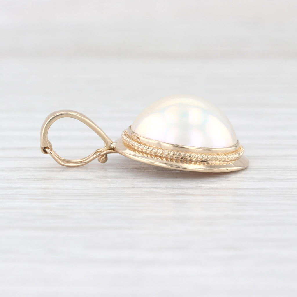 Cultured Mabe Pearl Enhancer Pendant 14k Yellow Gold clip Bail