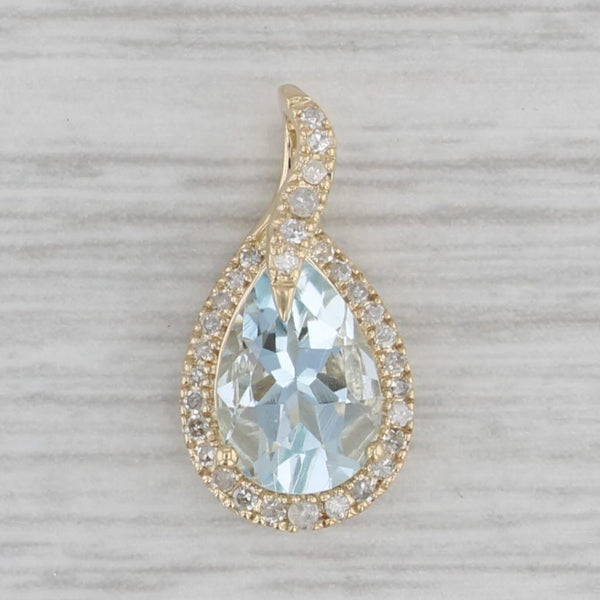 1.20ctw Aquamarine Diamond Teardrop Pendant 10k Yellow Gold