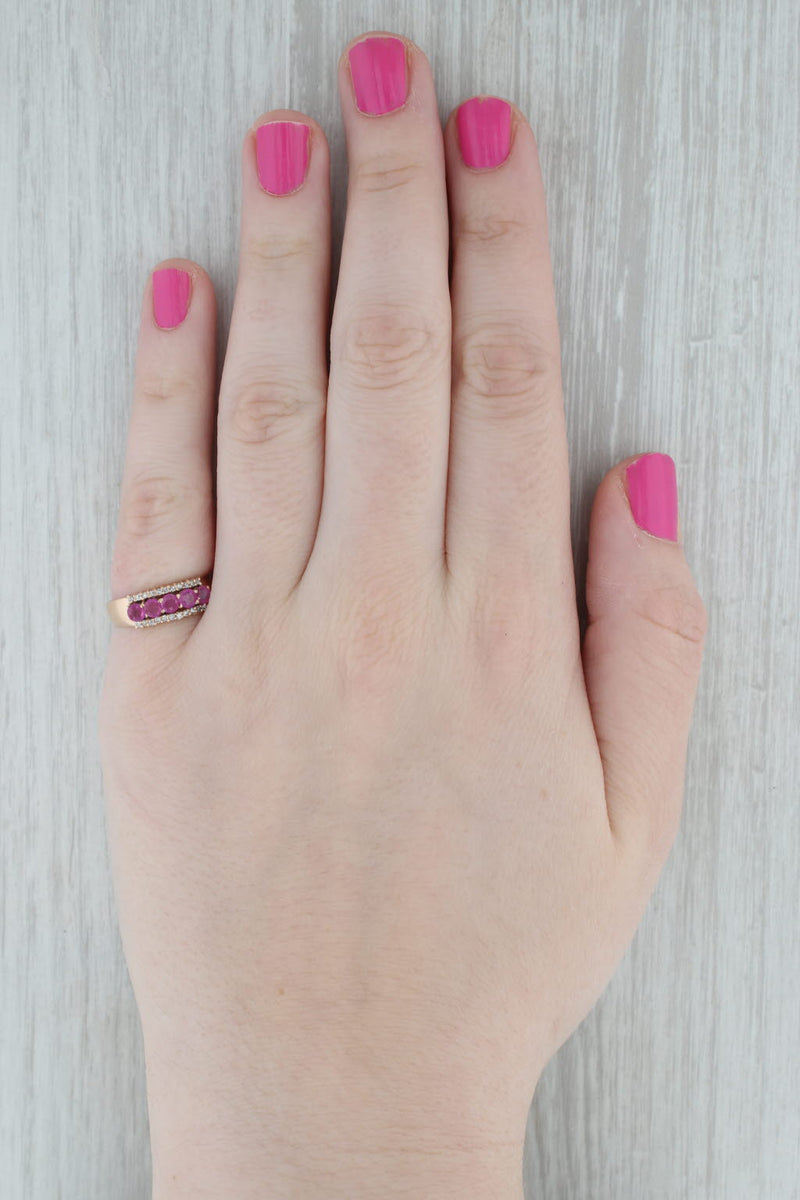 0.96ctw Pink Sapphire Diamond Ring 14k Rose Gold Size 7