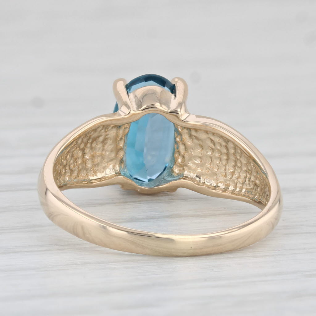 Light Gray 2ct Oval London Blue Topaz Solitaire Ring 14k Yellow Gold Size 7.5