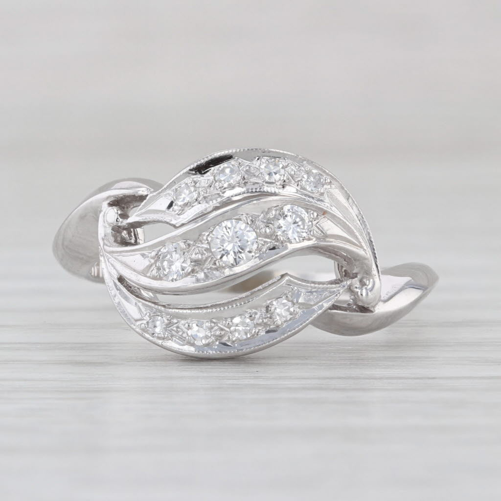 0.18ctw Scalloped Diamond Ring 14k White Gold Size 7.5