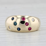 0.33ctw Ruby Sapphire Diamond Ring 10k Yellow Gold Size 5 Domed Band