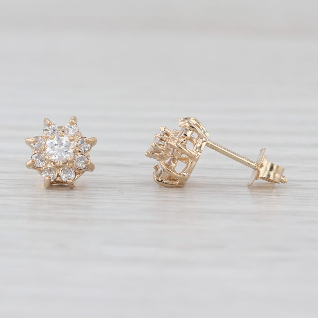 0.46ctw Diamond Flower Stud Earrings 14k Yellow Gold Small Studs