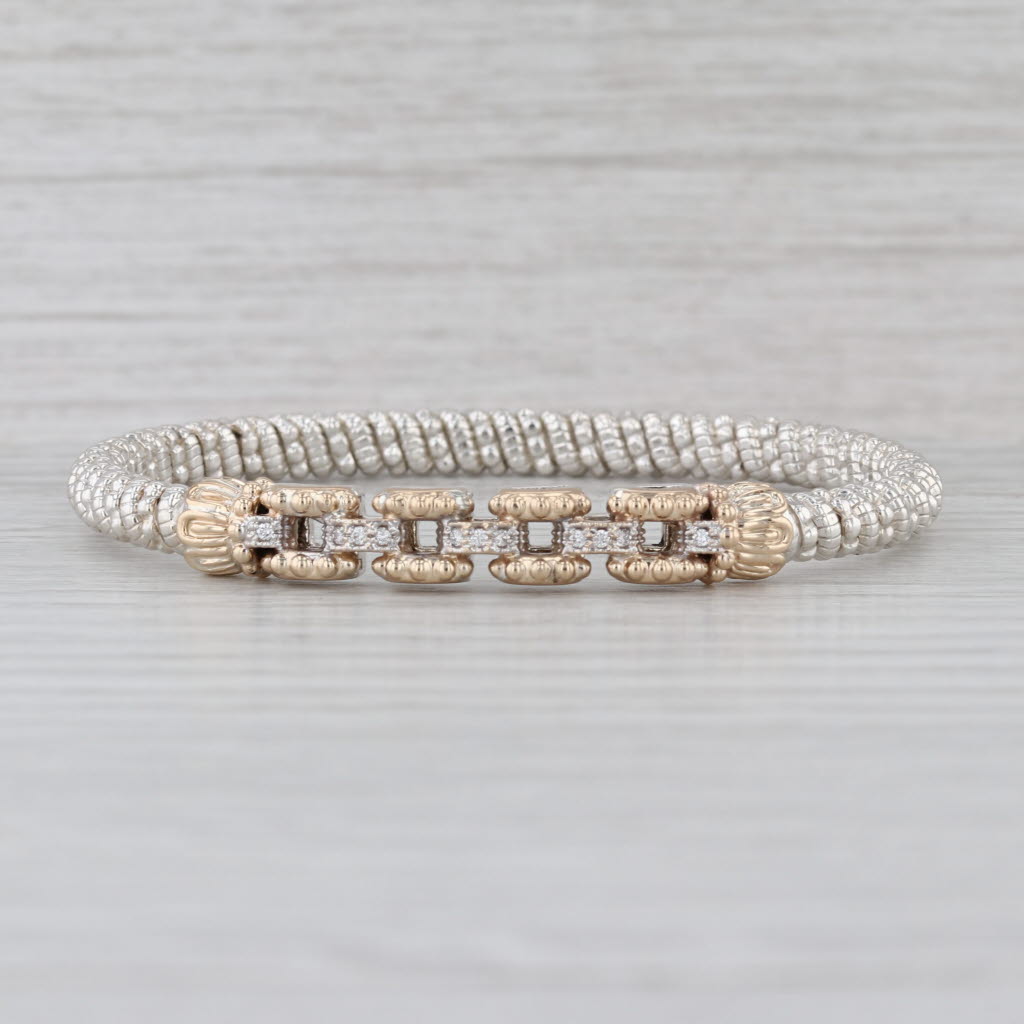 Alwand Vahan Diamond Bangle Bracelet 14k Yellow Gold Sterling Silver w/ Pouch