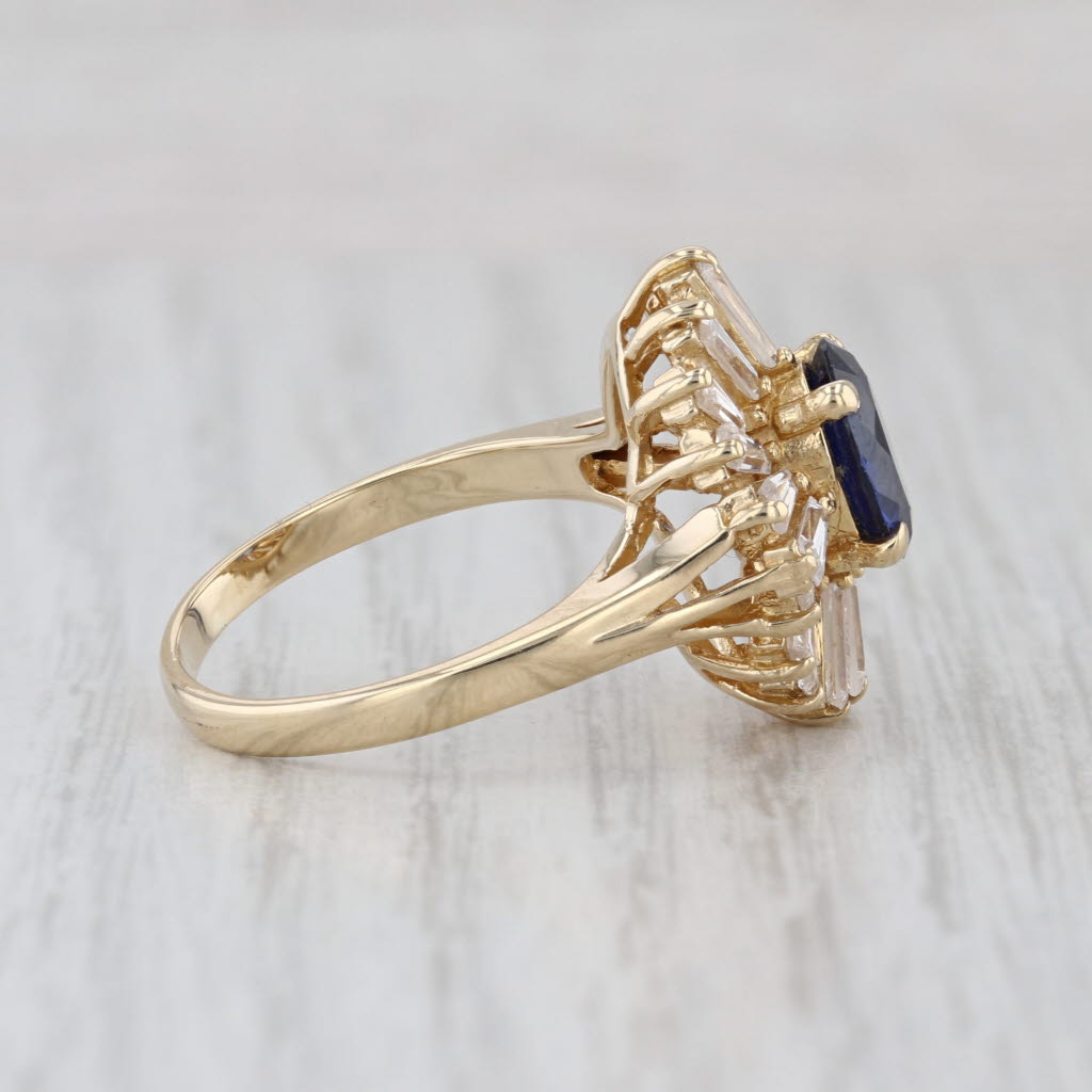 3.18ctw Lab Created Blue Sapphire Cubic Zirconia Ring 14k Yellow Gold Size 7.25